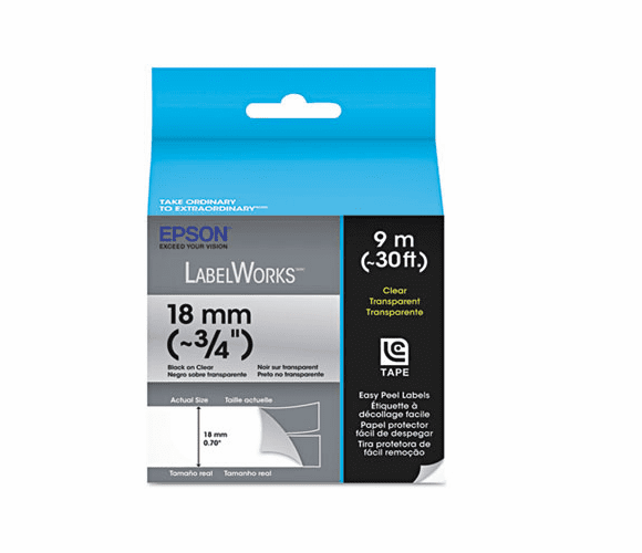 EPSLC5TBN9 LabelWorks Clear LC Tape Cartridge, 3/4", Black on Clear By EPSON AMERICA, INC.