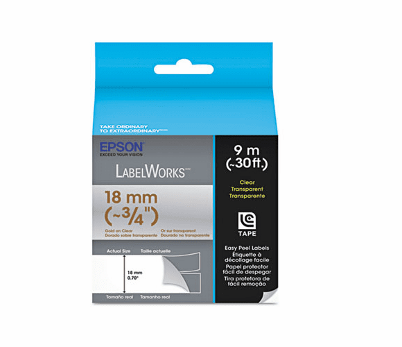 EPSLC5TKN9 LabelWorks Clear LC Tape Cartridge, 3/4", Gold on Clear By EPSON AMERICA, INC.