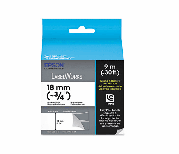 EPSLC5WBW9 LabelWorks Strong Adhesive LC Tape Cartridge, 3/4", Black on White By EPSON AMERICA, INC.