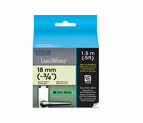 EPSLC5ZBU1 LabelWorks Glow-In-The-Dark LC Tape Cartridge, 3/4", Black By EPSON AMERICA, INC.
