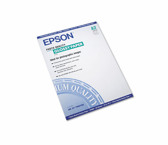EPSS041123 Photo-Quality Glossy Paper, 38 lbs., 16-1/2 x 23-1/2, 20 Sheets/Pack By EPSON AMERICA, INC.