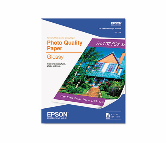 EPSS041124 Photo-Quality Glossy Paper, 9.3 Mil, 8-1/2 x 11, 20 Sheets/Pack By EPSON AMERICA, INC.