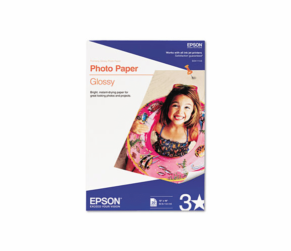 EPSS041143 Glossy Photo Paper, 60 lbs., Glossy, 13 x 19, 20 Sheets/Pack By EPSON AMERICA, INC.