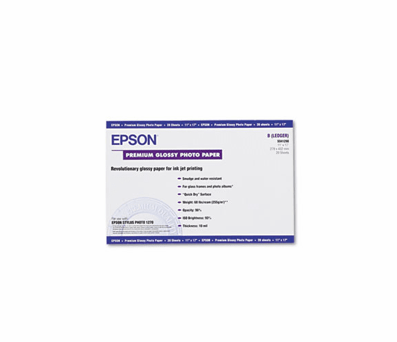 EPSS041290 Premium Photo Paper, 68 lbs., High-Gloss, 11 x 17, 20 Sheets/Pack By EPSON AMERICA, INC.