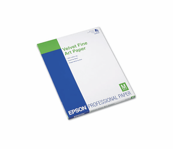 EPSS041636 Velvet Fine Art Paper, 8-1/2 x 11, White, 20 Sheets/Pack By EPSON AMERICA, INC.