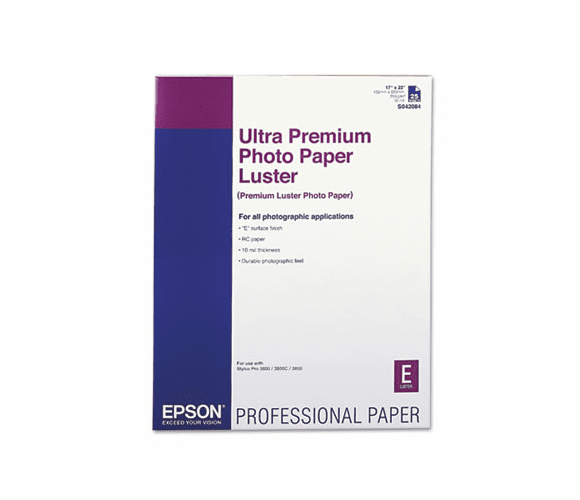 EPSS042084 Ultra Premium Photo Paper, Luster, 17 x 22, 25 Sheets/Pack By EPSON AMERICA, INC.