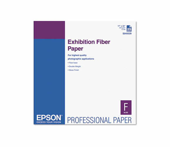 EPSS045039 Exhibition Fiber Paper, 17 x 22, White, 25 Sheets By EPSON AMERICA, INC.