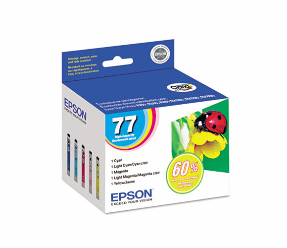 EPST077920 T077920 (77) High-Yield Ink, Cyan; Light Cyan; Light Magenta; Magenta; Yellow By EPSON AMERICA, INC.
