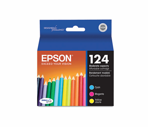 EPST124520 T124520 (124) Moderate Capacity Ink, Cyan, Magenta, Yellow, 3/Pk By EPSON AMERICA, INC.