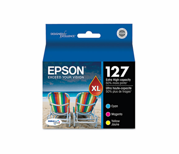 EPST127520 T127520 (127) High-Yield Ink, Cyan, Magenta, Yellow, 3/Pack By EPSON AMERICA, INC.