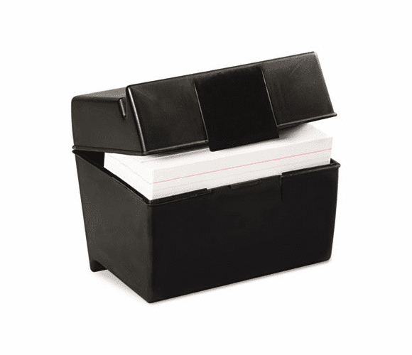 ESS01461 Plastic Index Card Flip Top File Box Holds 400 4 x 6 Cards, Matte Black By ESSELTE PENDAFLEX CORP.