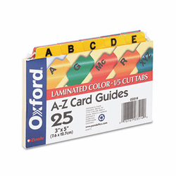 ESS03514 Laminated Index Card Guides, Alpha, 1/5 Tab, Manila, 3 x 5, 25/Set By ESSELTE PENDAFLEX CORP.