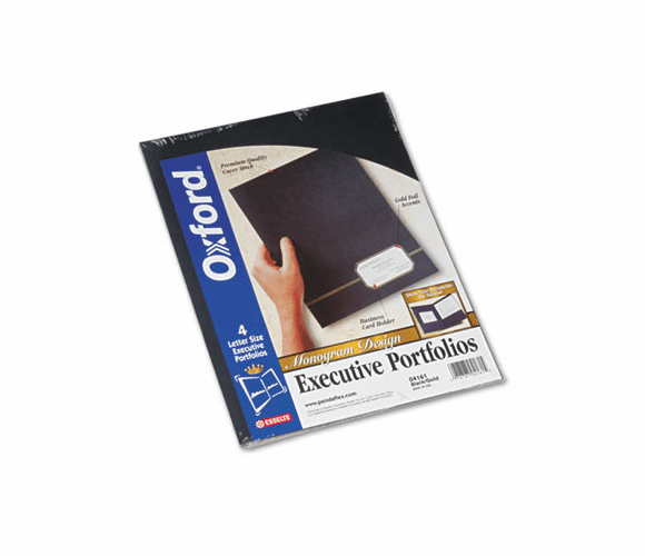ESS04161 Monogram Series Business Portfolio, Premium Cover Stock, Black/Gold, 4/Pack By ESSELTE PENDAFLEX CORP.