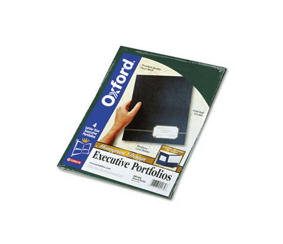ESS04164 Monogram Series Business Portfolio, Premium Cover Stock, Green/Gold, 4/Pack By ESSELTE PENDAFLEX CORP.