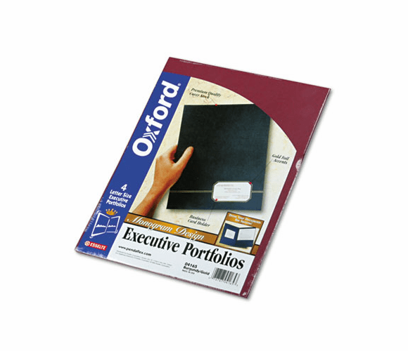 ESS04165 Monogram Series Business Portfolio, Cover Stock, Burgundy/Gold, 4/Pack By ESSELTE PENDAFLEX CORP.