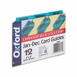 ESS04613 Laminated Index Card Guides, Monthly, 1/3 Tab, Manila, 4 x 6, 12/Set By ESSELTE PENDAFLEX CORP.