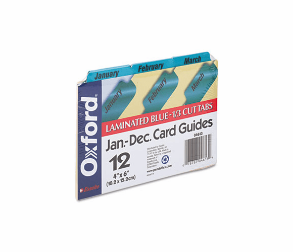 ESS04613 Laminated Index Card Guides, Monthly, 1/3 Tab, Manila, 4 x 6, 12/Set By ESSELTE PENDAFLEX CORP.