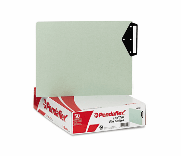 ESS05253 Green End Tab Guides, Blank Metal Tabs, Pressboard, Letter, 50/Box By ESSELTE PENDAFLEX CORP.
