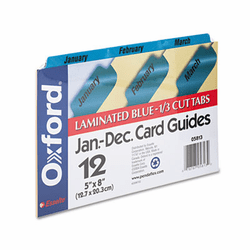ESS05813 Laminated Index Card Guides, Monthly, 1/3 Tab, Manila, 5 x 8, 12/Box By ESSELTE PENDAFLEX CORP.