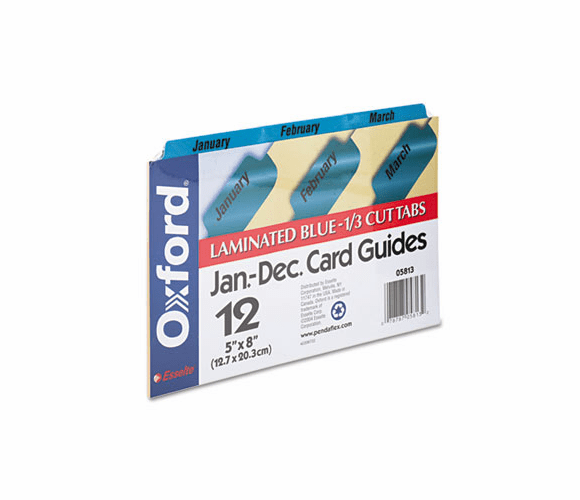 ESS05813 Laminated Index Card Guides, Monthly, 1/3 Tab, Manila, 5 x 8, 12/Box By ESSELTE PENDAFLEX CORP.