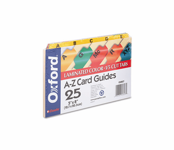 ESS05827 Laminated Index Card Guides, Alpha, 1/5 Tab, Manila, 5 x 8, 25/Set By ESSELTE PENDAFLEX CORP.