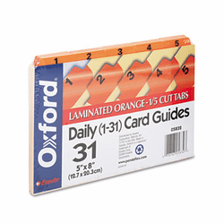 ESS05832 Laminated Index Card Guides, Daily, 1/5 Tab, Manila, 5 x 8, 31/Set By ESSELTE PENDAFLEX CORP.