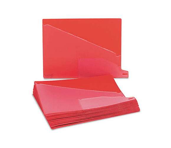 ESS13561 Vinyl Outguides, Bottom Tab Printed Out, 2 Pockets, Letter, Red, 25/Box By ESSELTE PENDAFLEX CORP.