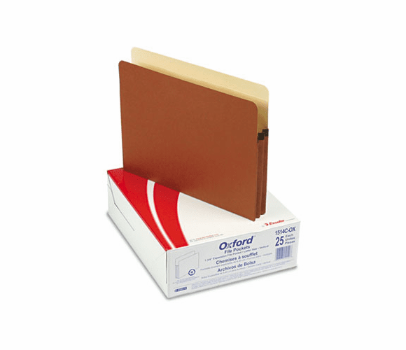 ESS1514COX 1 3/4 Inch Expansion File Pocket, Manila/Red Fiber, Letter, 25/Box By ESSELTE PENDAFLEX CORP.