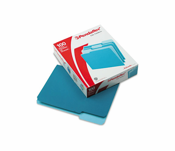 ESS15213TEA Two-Tone File Folders, 1/3 Cut Top Tab, Letter, Teal/Light Teal, 100/Box By ESSELTE PENDAFLEX CORP.
