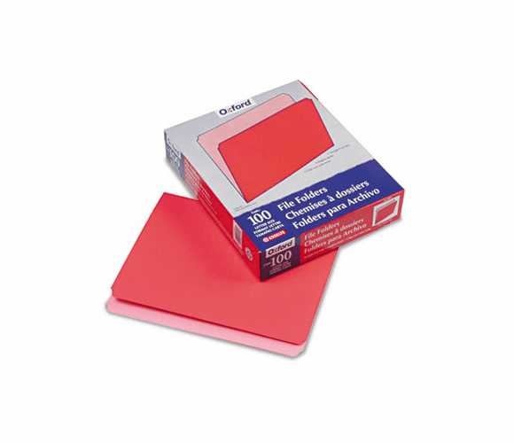 ESS152RED Two-Tone File Folder, Straight Cut, Top Tab, Letter, Red/Light Red, 100/Box By ESSELTE PENDAFLEX CORP.