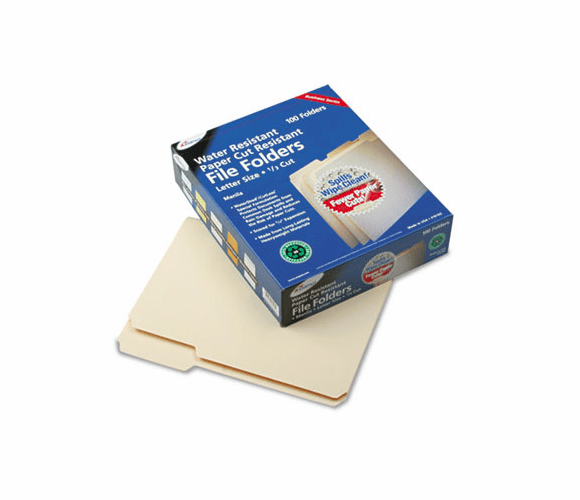 ESS16103 Evidence WaterShed CutLess File Folder, 1/3 Cut Top Tab, Letter, Manila, 100/Box By AMPAD/DIV. OF AMERCN PD&PPR