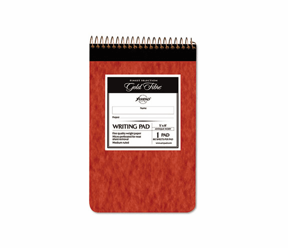 ESS20007 Gold Fibre Retro Writing Pad, Medium Ruled, 5 x 8, Ivory, 80-Sheets/Pad By AMPAD/DIV. OF AMERCN PD&PPR