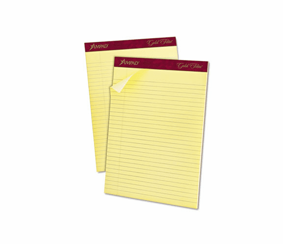 ESS20020 Gold Fibre Ruled Pad, Legal/Wide Rule, Ltr, Canary, 50-Sheet Pads/Pack, Dozen By AMPAD/DIV. OF AMERCN PD&PPR