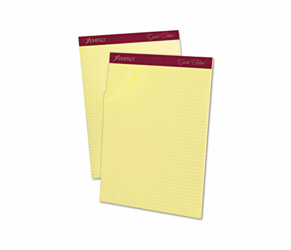 ESS20022 Gold Fibre Pads, Narrow/Margin Rule, Ltr, Canary, 50-Sheet Pads/Pack, Dozen By AMPAD/DIV. OF AMERCN PD&PPR