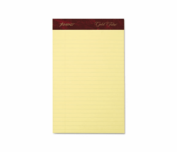 ESS20029 Gold Fibre Writing Pads, Jr. Legal Rule, 5 x 8, Canary, 4 50-Sheet Pads/Pack By AMPAD/DIV. OF AMERCN PD&PPR