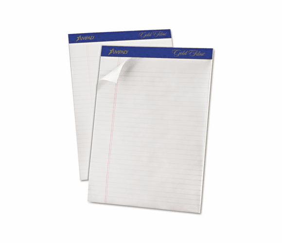 ESS20070 Gold Fibre Writing Pads, Legal/Wide Rule, Ltr, White, 50-Sheet Pads/Pack, Dozen By AMPAD/DIV. OF AMERCN PD&PPR