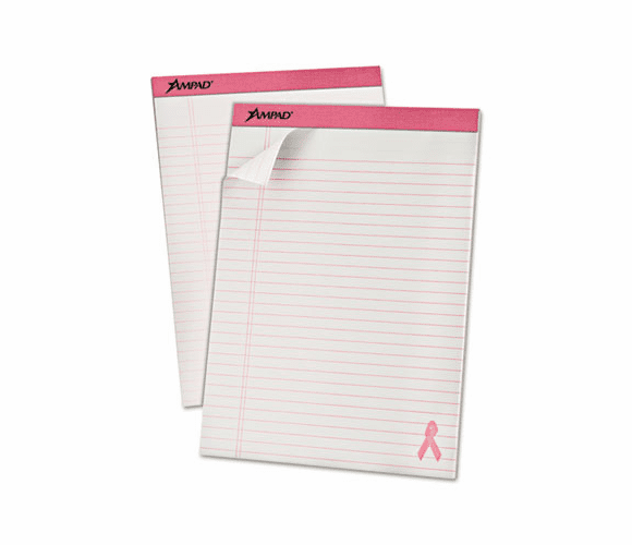 ESS20098 Breast Cancer Awareness Pads, Lgl/Wide Rule, Ltr, Pink, 6 50-Sheet Pads/Pack By AMPAD/DIV. OF AMERCN PD&PPR