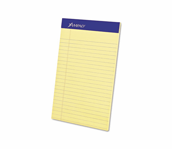 ESS20204 Evidence Perf Top Pads, Jr. Legal Rule, 5 x 8, Canary, 50-Sheet, Dozen By AMPAD/DIV. OF AMERCN PD&PPR