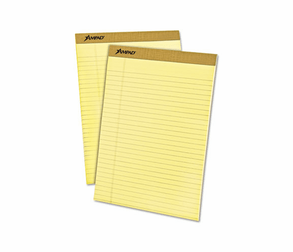 ESS20220 Evidence Perf Top, Legal Rule, Ltr, Canary, 50-Sheet Pads/Pack, Dozen By AMPAD/DIV. OF AMERCN PD&PPR
