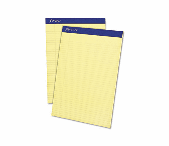 ESS20222 Evidence Perf Top, Narrow Rule, Ltr, Canary, 50-Sheet Pads, Dozen By AMPAD/DIV. OF AMERCN PD&PPR