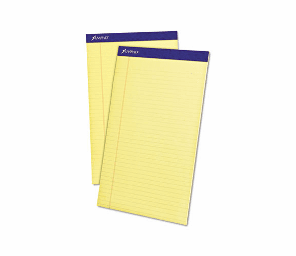 ESS20230 Evidence Perf Top, Legal Rule, Lgl, Canary, 12 50-Sheet Pads/Pack By AMPAD/DIV. OF AMERCN PD&PPR