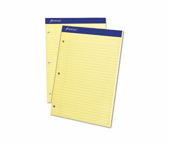 ESS20243 Evidence Dual Ruled Pad, Legal/Wide Rule, 8-1/2 x 11-3/4, Canary, 100 Sheets By AMPAD/DIV. OF AMERCN PD&PPR