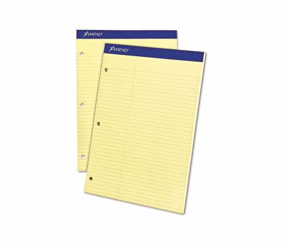 ESS20245 Evidence Dual Ruled Pad, Law Rule, 8-1/2 x 11-3/4, Canary, 100 Sheets By AMPAD/DIV. OF AMERCN PD&PPR