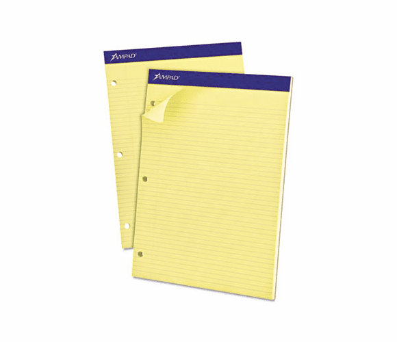 ESS20246 Evidence Dual Rule Narrow/Margin Pad, 8-1/2 x 11-3/4, Canary, 100 Sheets By AMPAD/DIV. OF AMERCN PD&PPR