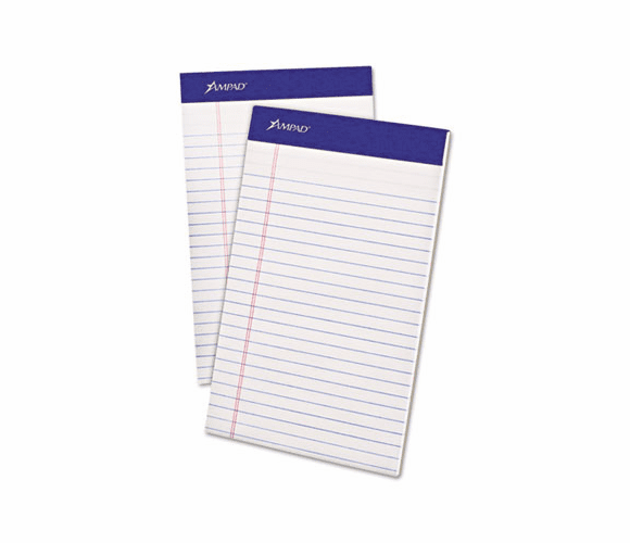 ESS20304 Evidence Perf Top Pads, Jr. Legal Rule, 5 x 8, White, 50-Sheet, Dozen By AMPAD/DIV. OF AMERCN PD&PPR