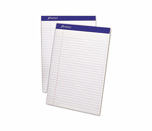 ESS20320 Evidence Perf Top, Wide Rule, Letter, White, 50-Sheet Pads/Pack, Dz. By AMPAD/DIV. OF AMERCN PD&PPR
