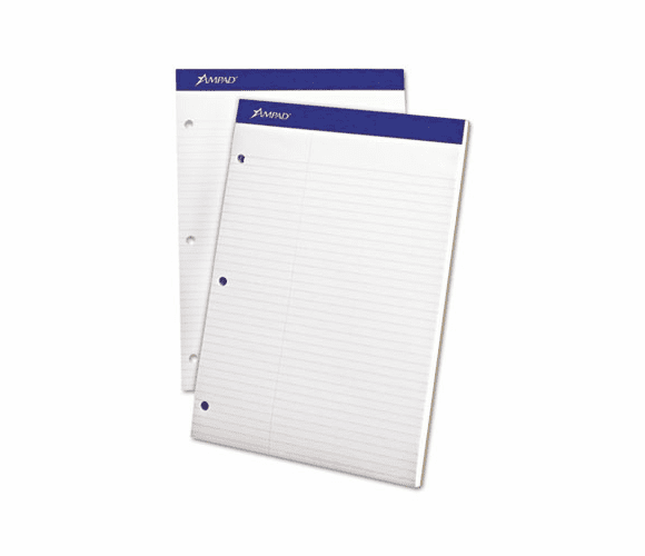 ESS20345 Evidence Dual Ruled Pad, Law Rule, 8-1/2 x 11-3/4, White, 100 Sheets By AMPAD/DIV. OF AMERCN PD&PPR