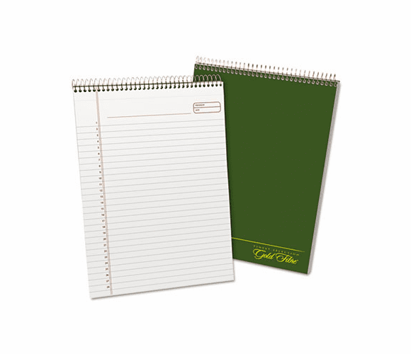 ESS20811 Gold Fibre Wirebound Writing Pad w/Cover, Letter, White, Green Cover, 70 Sheets By AMPAD/DIV. OF AMERCN PD&PPR
