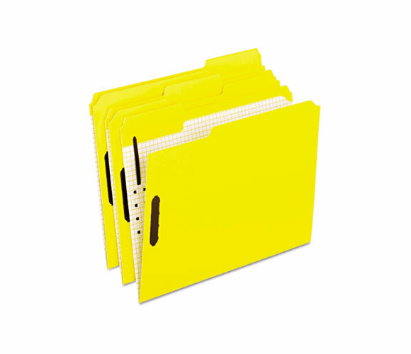 ESS21309 Folders with Embossed Fasteners, 1/3 Cut Top Tab, Letter, Yellow, 50/Box By ESSELTE PENDAFLEX CORP.
