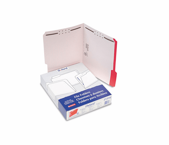 ESS21319 Folders with Embossed Fasteners, 1/3 Cut Top Tab, Letter, Red, 50/Box By ESSELTE PENDAFLEX CORP.